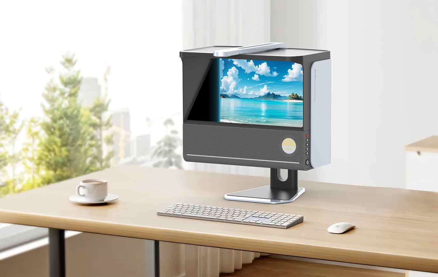MAXIGHT Pro Edition distant-imaging display set up on a desk
