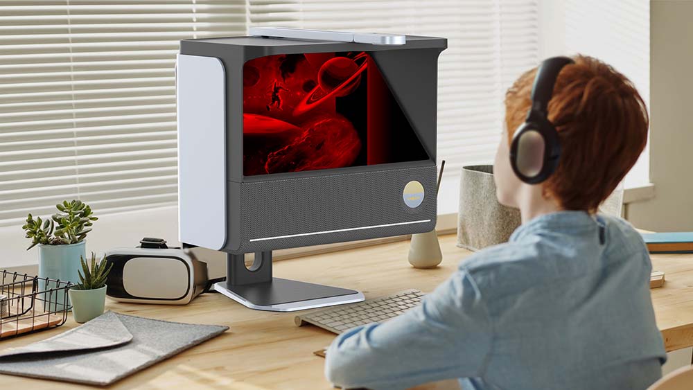 A child wearing headphones watching a MAXIGHT Pro Edition